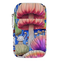 Vintage Mushroom Design Flowery Nature Waist Pouch (large) by GardenOfOphir