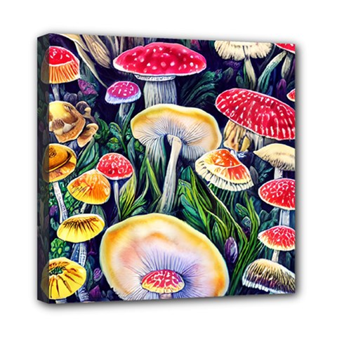 Woodsy Mushroom Design Foresty Mini Canvas 8  X 8  (stretched) by GardenOfOphir