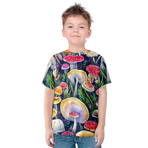 Woodsy Mushroom Design Foresty Kids  Cotton Tee by GardenOfOphir