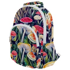 Woodsy Mushroom Design Foresty Rounded Multi Pocket Backpack by GardenOfOphir