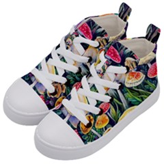 Woodsy Mushroom Design Foresty Kids  Mid-top Canvas Sneakers by GardenOfOphir