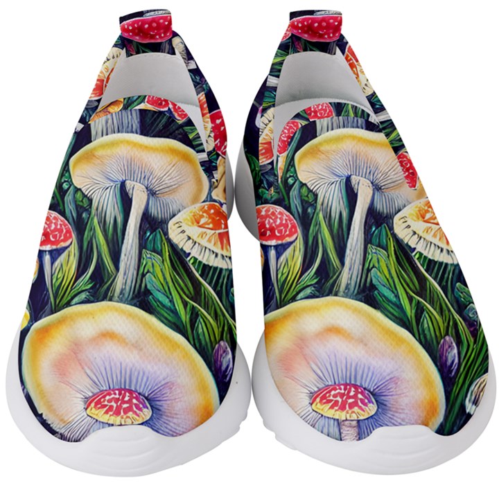 Woodsy Mushroom Design Foresty Kids  Slip On Sneakers