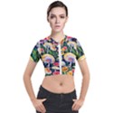 Woodsy Mushroom Design Foresty Short Sleeve Cropped Jacket View1