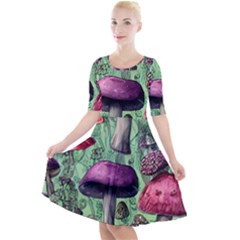 Nature s Delights Quarter Sleeve A-line Dress by GardenOfOphir