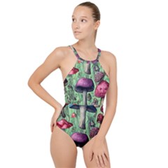 Nature s Delights High Neck One Piece Swimsuit by GardenOfOphir