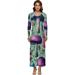 Nature s Delights Long Sleeve Longline Maxi Dress by GardenOfOphir