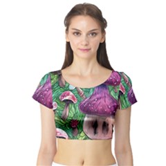 Foraging In The Forest Short Sleeve Crop Top by GardenOfOphir