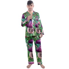 Foraging In The Forest Men s Long Sleeve Satin Pajamas Set by GardenOfOphir