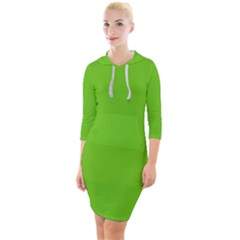 Alien Green	 - 	quarter Sleeve Hood Bodycon Dress by ColorfulDresses