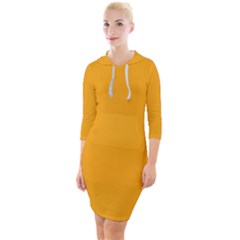 Fire Orange	 - 	quarter Sleeve Hood Bodycon Dress by ColorfulDresses