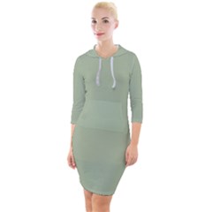 Laurel Green	 - 	quarter Sleeve Hood Bodycon Dress by ColorfulDresses