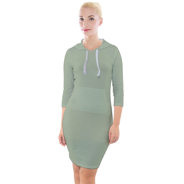 Laurel Green	 - 	Quarter Sleeve Hood Bodycon Dress