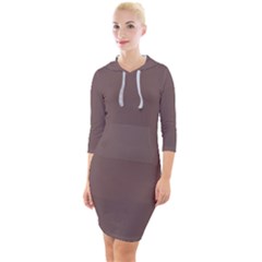 Deep Taupe	 - 	quarter Sleeve Hood Bodycon Dress by ColorfulDresses