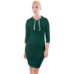 Sacramento Green	 - 	quarter Sleeve Hood Bodycon Dress by ColorfulDresses