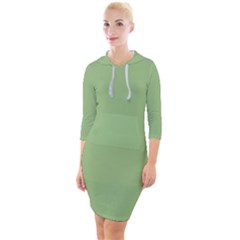 Sage Green	 - 	quarter Sleeve Hood Bodycon Dress by ColorfulDresses