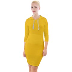 Mikado Yellow	 - 	quarter Sleeve Hood Bodycon Dress by ColorfulDresses