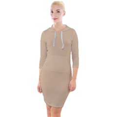 Mellow Buff	 - 	quarter Sleeve Hood Bodycon Dress by ColorfulDresses