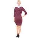 Solid Red	 - 	Quarter Sleeve Hood Bodycon Dress View2