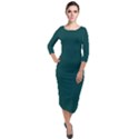 Warm Blackish Green	 - 	Quarter Sleeve Midi Velour Bodycon Dress View1