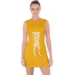 China Yellow	 - 	lace Up Front Bodycon Dress by ColorfulDresses