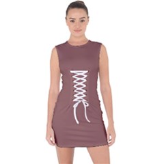 Rose Taupe Brown	 - 	lace Up Front Bodycon Dress by ColorfulDresses