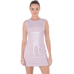 Rose  Quartz Pink	 - 	lace Up Front Bodycon Dress by ColorfulDresses