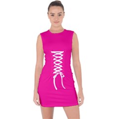 Magenta Pink	 - 	lace Up Front Bodycon Dress by ColorfulDresses