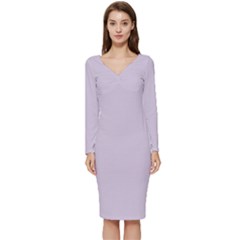 Languid Lavender Purple	 - 	long Sleeve V-neck Bodycon Dress by ColorfulDresses