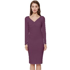 Old Mauve Purple	 - 	long Sleeve V-neck Bodycon Dress by ColorfulDresses