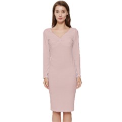 Pale Dogwood	 - 	long Sleeve V-neck Bodycon Dress by ColorfulDresses