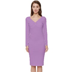 Purple Dragon	 - 	long Sleeve V-neck Bodycon Dress by ColorfulDresses