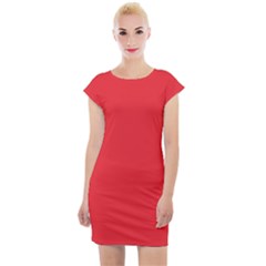 Cherry Tomato Red	 - 	cap Sleeve Bodycon Dress by ColorfulDresses