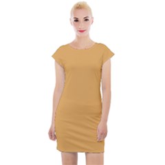 Sunray Orange	 - 	cap Sleeve Bodycon Dress by ColorfulDresses