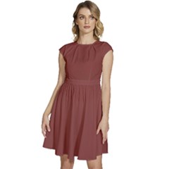 Brandy Brown	 - 	cap Sleeve High Waist Dress