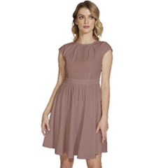 Burnished Brown	 - 	Cap Sleeve High Waist Dress