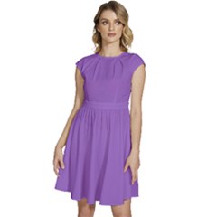 Iris Purple	 - 	cap Sleeve High Waist Dress by ColorfulDresses