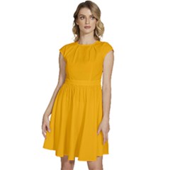 China Yellow	 - 	cap Sleeve High Waist Dress by ColorfulDresses