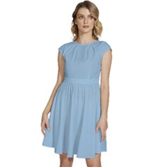 Pale Cerulean	 - 	cap Sleeve High Waist Dress by ColorfulDresses