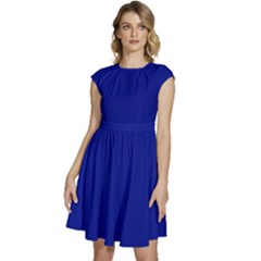 Phalo Blue	 - 	cap Sleeve High Waist Dress