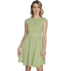 Lettuce Green	 - 	cap Sleeve High Waist Dress