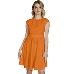 Carrot Orange	 - 	cap Sleeve High Waist Dress