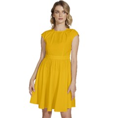 Butterscotch Yellow	 - 	cap Sleeve High Waist Dress