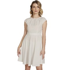 Coconut Milk	 - 	cap Sleeve High Waist Dress by ColorfulDresses