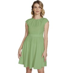 Sage Green	 - 	cap Sleeve High Waist Dress by ColorfulDresses