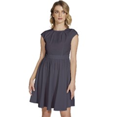 Lead Grey	 - 	cap Sleeve High Waist Dress by ColorfulDresses