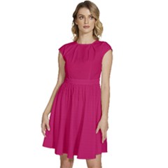 Peacock Pink	 - 	cap Sleeve High Waist Dress by ColorfulDresses