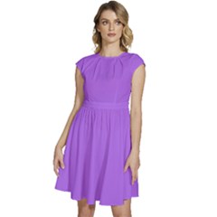 Orchid Purple	 - 	cap Sleeve High Waist Dress by ColorfulDresses