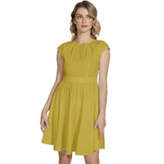 Old Gold	 - 	cap Sleeve High Waist Dress