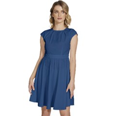 True Blue	 - 	cap Sleeve High Waist Dress by ColorfulDresses