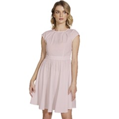 Rose  Quartz Pink	 - 	cap Sleeve High Waist Dress